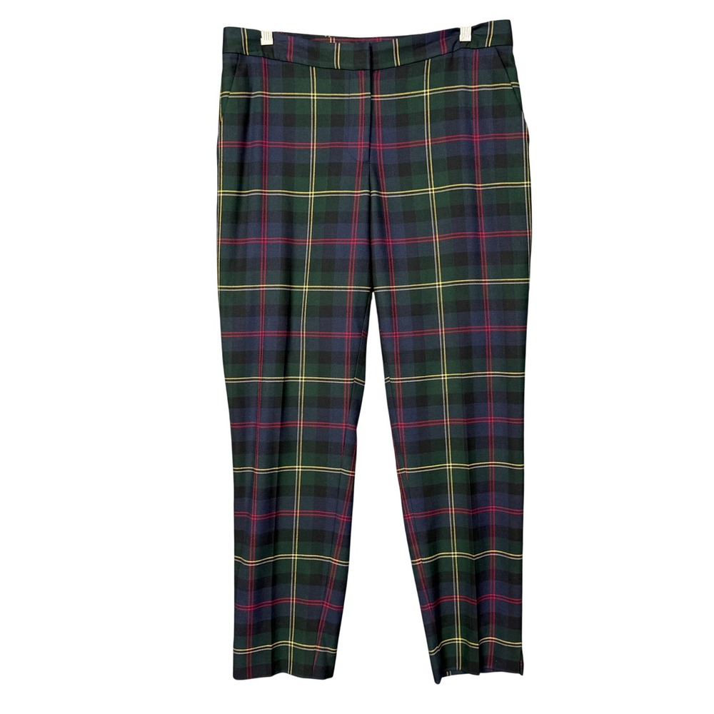 Talbots Hampshire Pants Womens 8 Green Plaid Wool Blend Straight Leg Fully Lined - Picture 3 of 16